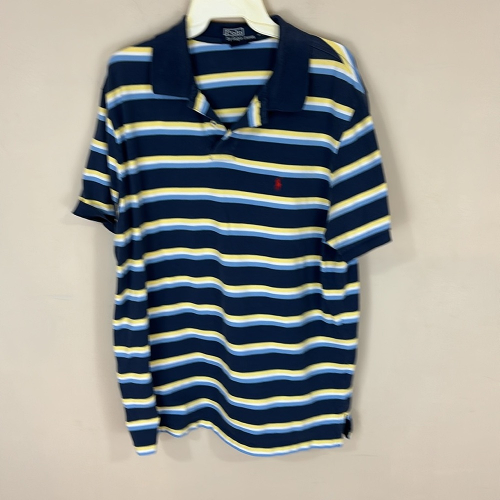 Polo Ralph Lauren Custom Fit Blue Stripe Cotton Polo Shirt Size XXL - Picture 12 of 12
